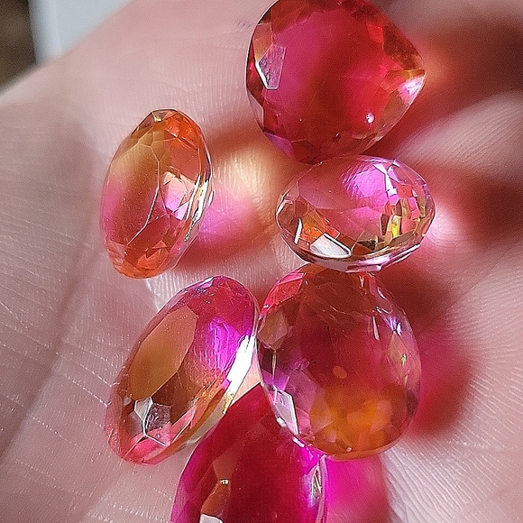 [2pcs] 15Ct Bi-Color Watermelon Tourmaline Doublet Pear Gemstone Loose Crystal - Picture 5 of 5